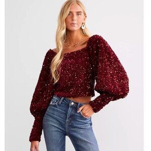 Sequin Velvet Cropped Top - by Willow & Root
